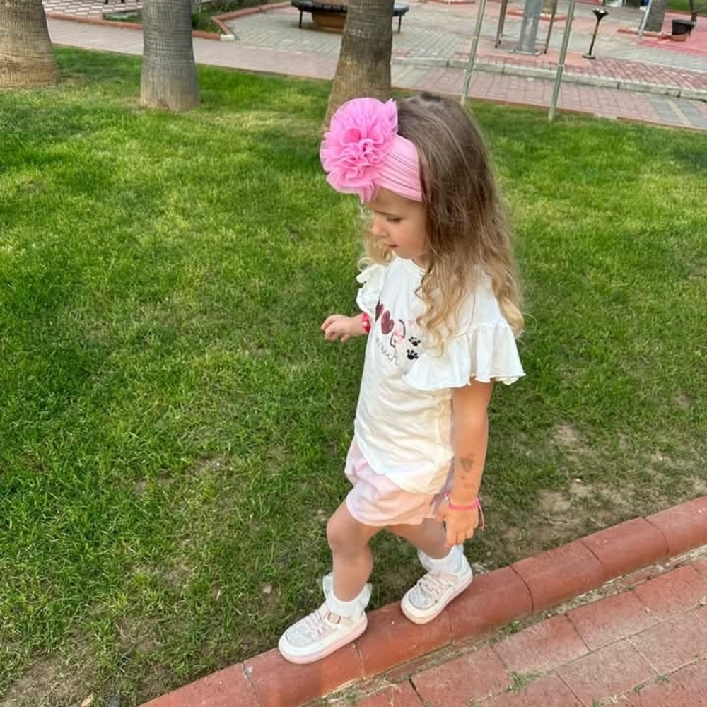 Handmade Charming Pink Floral Kids Headband